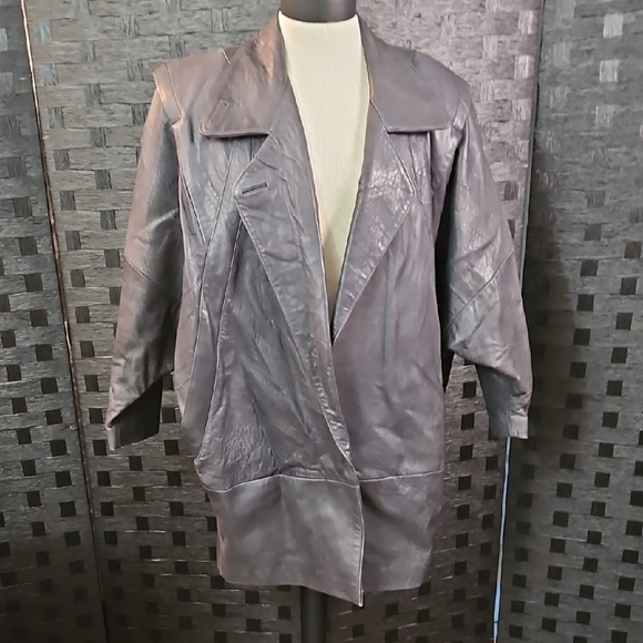 Women's Dark Gray Leather Jacket Size 2XL - Picture 1 of 14